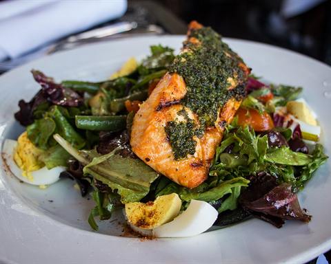 Illustrative photo: A grilled salmon niçoise salad with green beans, egg, potatoes and tomatoes