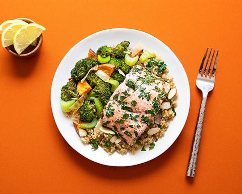 Illustrative photo: Salmon with broccoli, sweet potato and celery on a bed of quinoa
